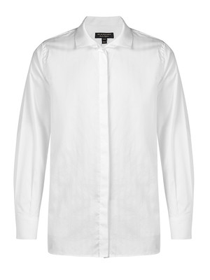 【瑕疵特賣】 BURBERRY/博柏利 純棉白色女士長袖襯衫 長袖T恤 上裝 正裝 45471141