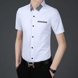 2018新款夏季純色翻領短袖男士襯衫s5589