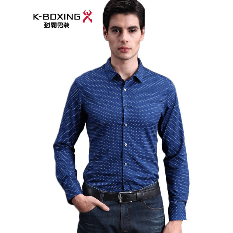 勁霸男裝 K-Boxing 專柜同步款 商務襯衣波點男士休閑秋裝襯衫|FCCY3364 深蘭色 175/L - 京東觸屏版